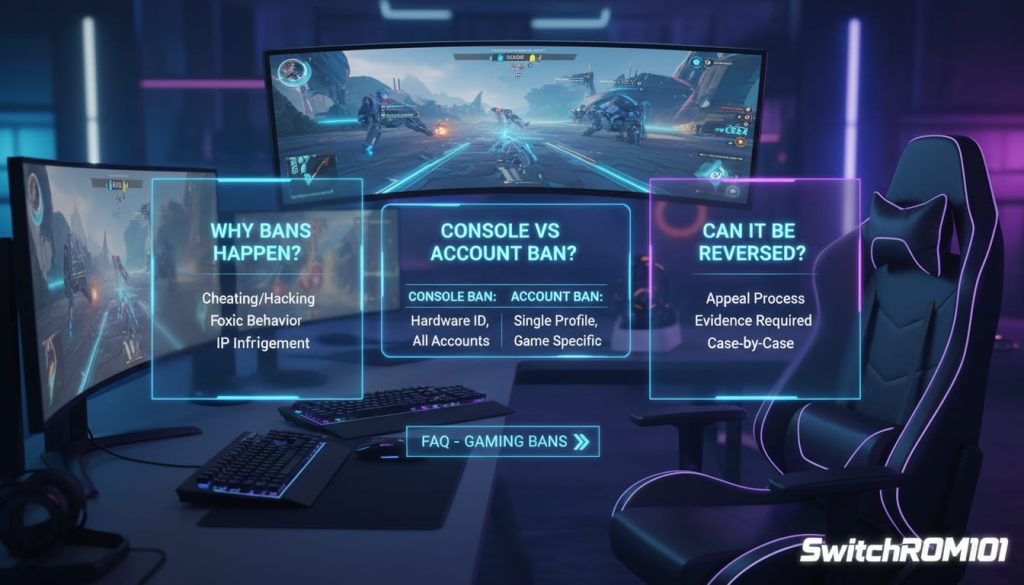 Switch 2 ban FAQ summary cards for quick answers – SwitchROM101