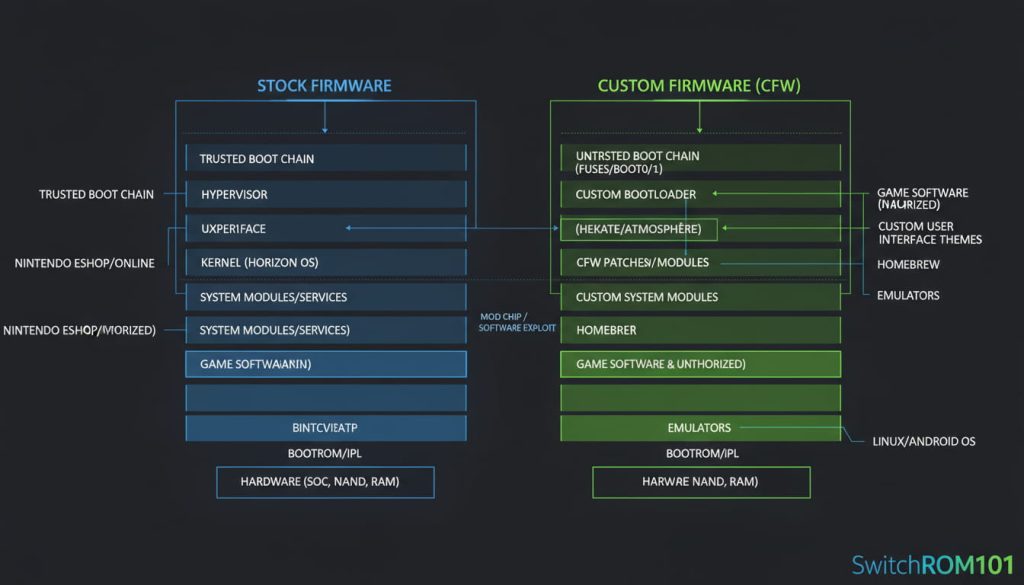 How Nintendo Switch custom firmware works diagram