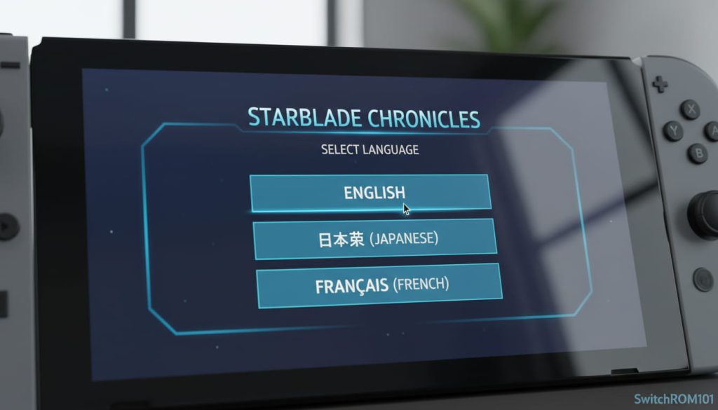 Nintendo Switch imported games language options screen