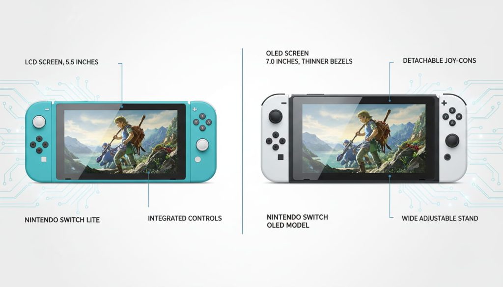 Switch Lite vs Switch OLED comparison